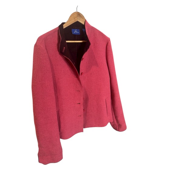 J.H. Collectibles Women's Pink Textured Wool Blend Collarless Blazer Jacket XL - Picture 4 of 6
